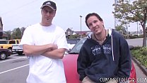 Two Guys Picking Up Young Brunette