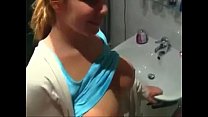 german chic blowjob in bathroom