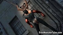 3D lesbiana Harley Quinn es devorada al aire libre