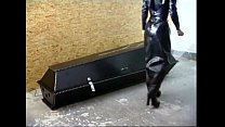 Hot girl in latex dildos her cunt