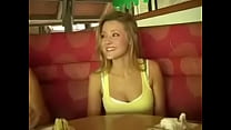 Teen showing her tits in public place