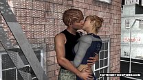 3D Cartoon Babe est baisée dur sur une évasion de feu