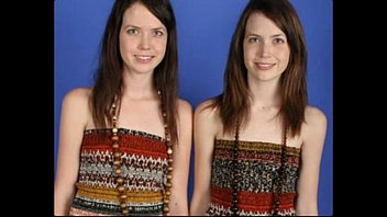 Identical Lesbian Twins posing together and showing all...