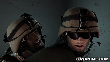 Soldat de dessin animé 3D se fait baiser dans le cul par un beau gosse ébène