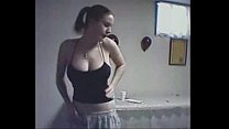 Busty amateur teen stripping on cam