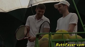 Busty euro anally banged at tennis court