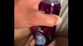 Chav orgasms on lube bottle