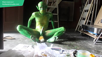 Green Demon Boy / Peinture pour le corps / 19 ans, Extreme Fetish Cosplay # 1