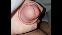 Jerking and precum, not even fully hard.