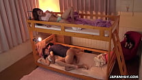 Masturbating as she listens to sister getting fucked underneath by her stepbro