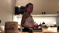 Perfect Pokies on the Kitchen Cam, Braless Sylvia and her Amazing Nipples