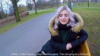 Cute teen swallows hot cum for cash - extreme public blowjob by Eva Elfie