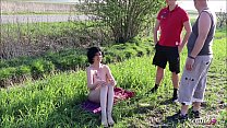 German Nudism Mature Seduce to Fuck by two Stranger Public