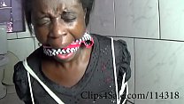 Clips4Sale.com/114318 black slave tied and gagged with her own panties