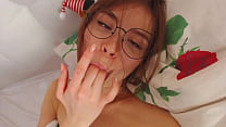 WATCH MY GF! Horny girl with glasses