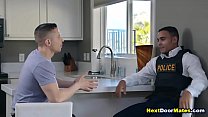 Latino gay cop makes his snitch suck & fuck his cock