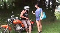 There was no way to pay the biker, and he paid for the hot sex