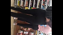 Teen in black leggings candid