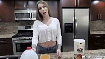 Brianna Roses stepson ask her to shows him her undies and soon the guy has a raging hard onshe gave him a  blowjob and takes a mouthful of tasty cum.