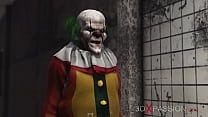 Böser Clown spielt mit einem süßen geilen College-Mädchen in einem verlassenen Krankenhaus