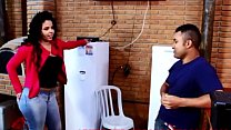 Hot brunette from brazil teasing fridge technician to fuck - PornoGozo.com