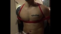 Amateur asiatischen chinesischen Japaner tätowierte Muskel Hunk Man Homosexuell BDSM Orgasmus Verleugnung neckte Seil spielen Cum Control