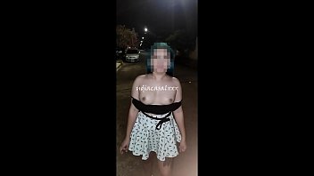 cumming on breasts in the middle of the street