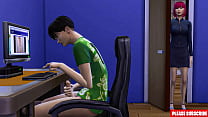 जापानी सौतेली माँ कंप्यूटर के सामने हस्तमैथुन करने वाले सौतेले बेटे को पकड़ती है