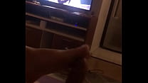 Footjob at the sofa by wife