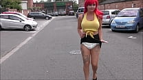 Redhead hotty Roxi Keogh wears a nappy (diaper) underneath her skirt in public | Then wets it!