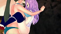 Florina tiene sexo lésbico con Lyn, monta su arnés. Fire Emblem Hentai.