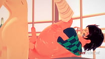 ur Kimetsu no Yaiba Yaoi Hentai 3D - Tanjiro is Fucked by Inosuke on the table