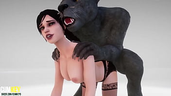 Сutie Hündin Paarung mit Furry | Monster mit großem Schwanz | 3D-Porno Wildes Leben