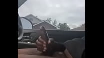 Stroking my dick in the car