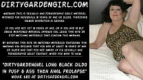 Dirtygardengirl long black dildo in pusy & ass then anal prolapse