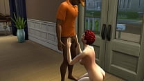MILF Foda-se o entregador enquanto o marido está tirando uma soneca (The Sims | 3D hentai)