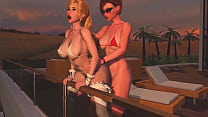 pounder Horny Redhead Shemale fucks Blonde Tranny - Anal Sex, 3D Futanari Cartoon Porno On the Sunset