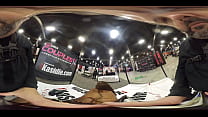 Dancer dances on bed for me at EXXXotica NJ 2021 in 360 degree VR