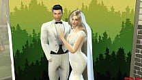 Schöne frisch verheiratete Frau im Hochzeitskleid wird bei Fotoshooting neben ihrem Cuckold-Ehemann gefickt Netorare Ehefrau verwandelt sich in eine Hure