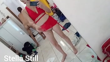 Секс стоя перед зеркалом Stella Still Full On Red