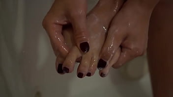Close Up: Washing my feet in the shower