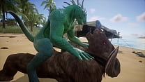 Lizard gets filled with Minotaur's cum - Wildlife