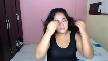 Big ass Colombian bitch with huge tits masturbates asking for a dick