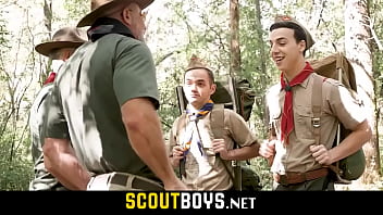Dirty silver daddy enjoys two boys in the forest-SCOUTBOYS.NET