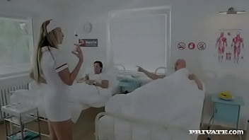 Naughty Nurse Jenny Simons Treats Two Patients to all her Holes