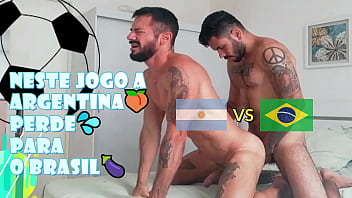 Departure the Argentine fanatic loses to Brazil - He cums in the Ass - With Alex Barcelona & Cassiofarias