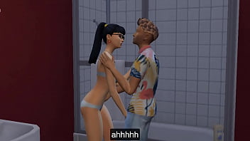 Una giovane coppia asiatica scopa duramente in bagno e poi in camera da letto