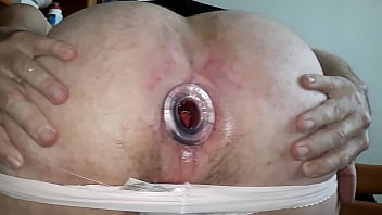 got the medium tunnel plug in me ~ it’s 2 ½ inches at its widest!  couldn’t get the large tunnel plug in ~ 2 ¾ inches wide ~ I’ll try again after a good stretching!  enjoy the gape ~ shoot your load inside me ~ I’m a