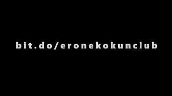 [EroNekoKun] - Симпатичный мальчик зайчик в розовых колготках доит себя, стоня с анальным расширителем