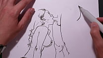Adult drawing of a girl giving a blowjob